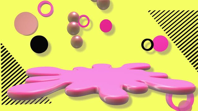 Animated 3D background in 90's style with pink bubblegum and bubbles
