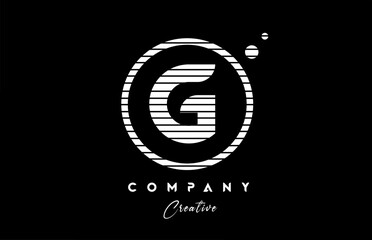 G alphabet letter logo icon design with black and white line stripe. Creative template for business and company