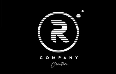 R alphabet letter logo icon design with black and white line stripe. Creative template for business and company