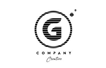 Obraz premium G alphabet letter logo icon design with line stripe and circle. Black and white creative template for company and business