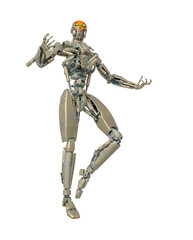 apocalipse cyborg is floating up on white background