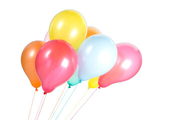 Bunch of colorful balloons in the blue sky isolated on transparent background