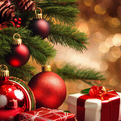 Obraz na płótnie Canvas Christmas background with Christmas gifts decoration 
