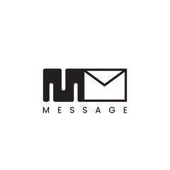 a combination of the letter m logo and the envelope icon which is a symbol of the message