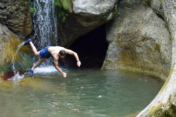 swimming in a mountain river