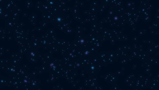Soft glowing particles motion up and down on dark blue background. Sparkle texture for banner and greeting card. New year holidays. Festive animation. Night blizzard. Dark template. Graphic layout