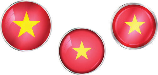 Round national flag pin of Vietnam.Circular vector flag of Vietnam