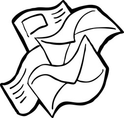 Post mail envelop to send letter, wedding invitation, birthday congratulation postcard. Delivering information old way offline. Hand drawn illustration, cartoon vintage line style vector drawing.