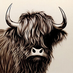 portrait of highland cow - obrazy, fototapety, plakaty