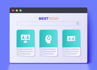 Set Freelancer, Video chat conference and icon. Vector