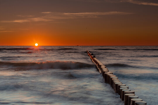 Sunset on the Baltic Sea in Rowy
