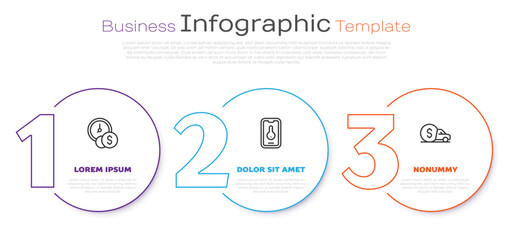 Set line Time is money, Online real estate and Car rental. Business infographic template. Vector