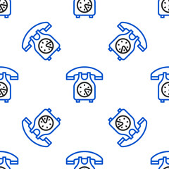 Line Telephone handset icon isolated seamless pattern on white background. Phone sign. Colorful outline concept. Vector