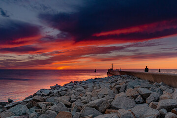 Sunset on the Baltic Sea in Rowy - obrazy, fototapety, plakaty