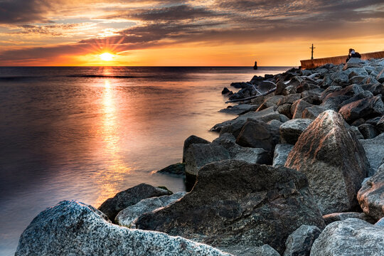 Sunset on the Baltic Sea in Rowy