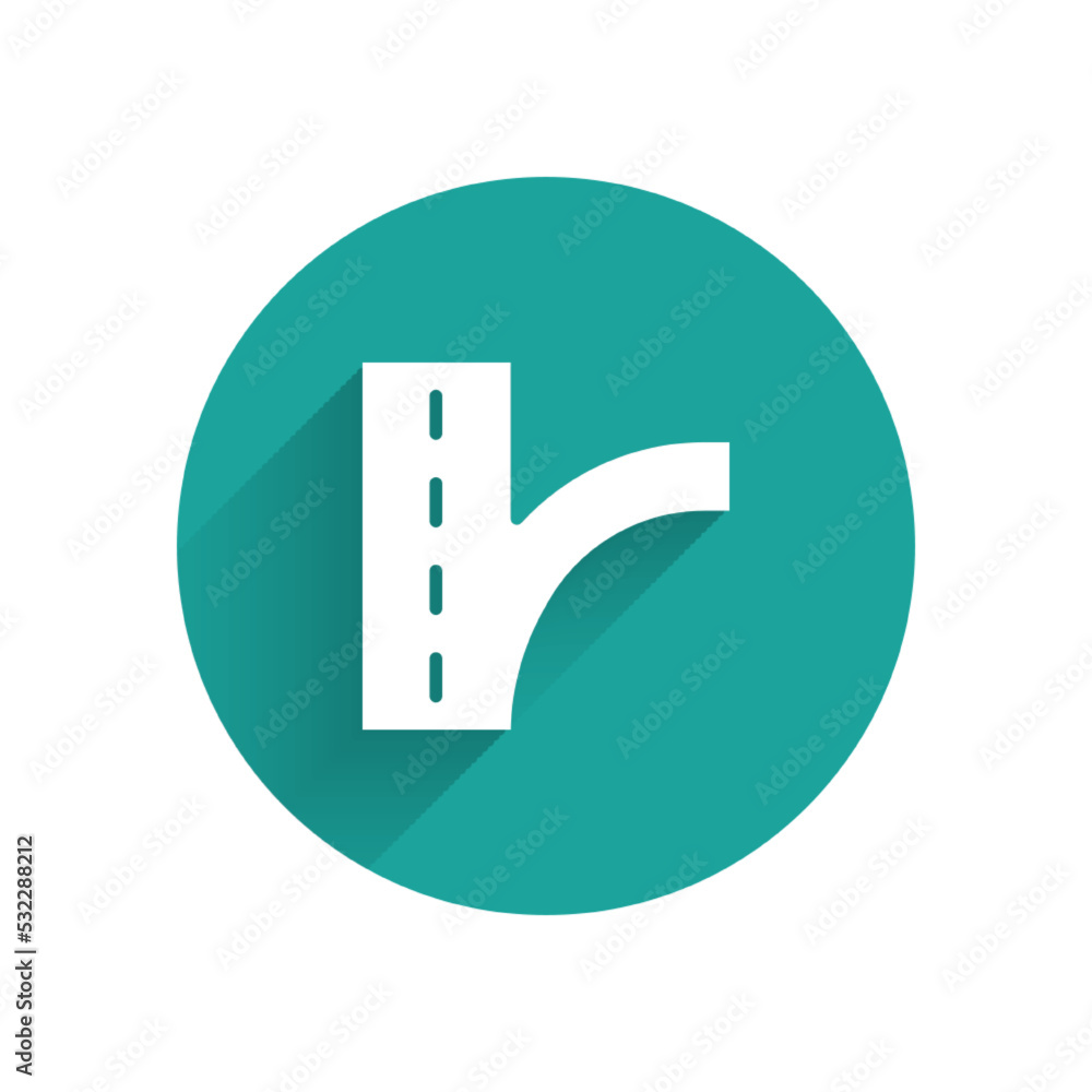 Poster white road traffic sign. signpost icon isolated with long shadow background. pointer symbol. isolate