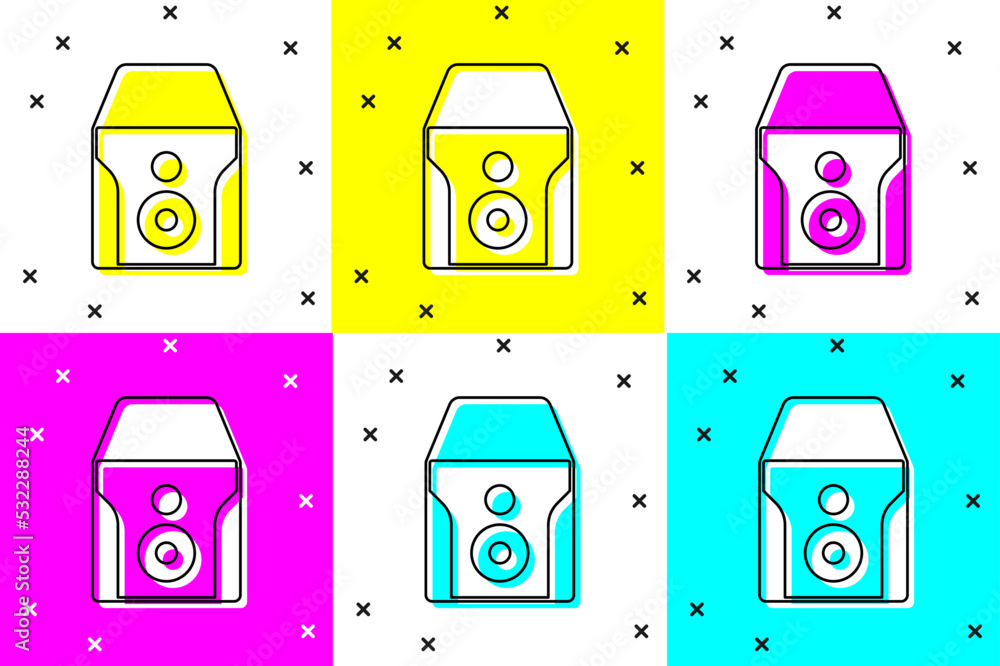 Poster set uninterruptible power supply ups icon isolated on color background. vector
