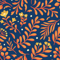 Hand drawn floral pattern. Seamless leaves vector background. Elegant colorful template for fashion print, fabric or wallpaper.