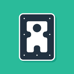 Blue Hard disk drive HDD icon isolated on green background. Vector