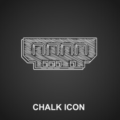 Chalk RAM, random access memory icon isolated on black background. Vector