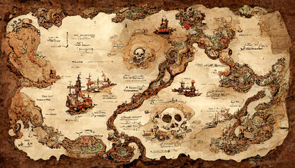 Old pirate map.Old piece of parchment