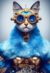 Steampunk cat woman with glasses - 532288839