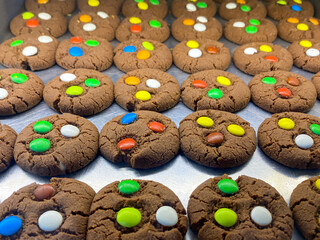 Cookies with colorful candies on them