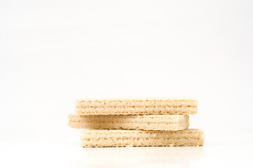 stack of vanilla wafer isolated on white 