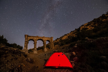 Ariassos antique city and light art photography