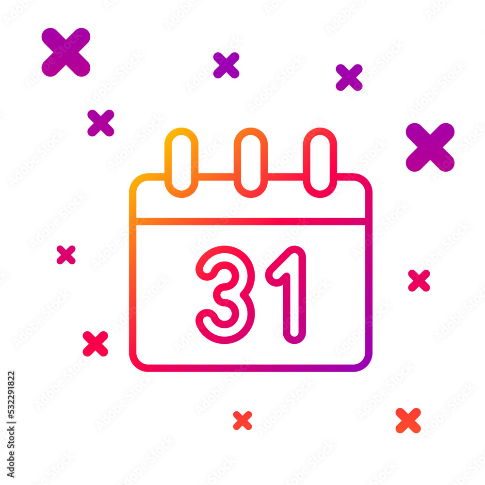 Poster color line calendar icon isolated on white background. event reminder symbol. merry christmas and ha