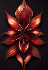 Fototapeta premium Abstract red flower background on black background. Created with generative ai technology