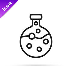 Black line Test tube and flask chemical laboratory test icon isolated on white background. Laboratory glassware sign. Vector
