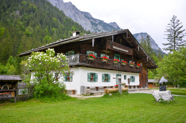 Berchtesgaden national park information point Klausbachtal, bavarian alps, Germany