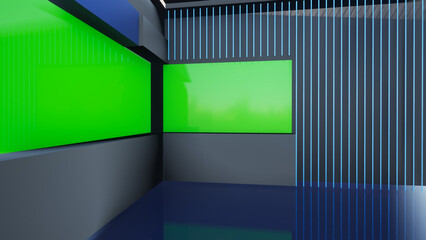 Virtual Studio Background Illustration set 3d