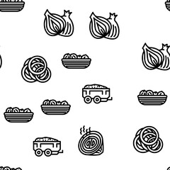 onion white red food vegetable vector seamless pattern thin line illustration