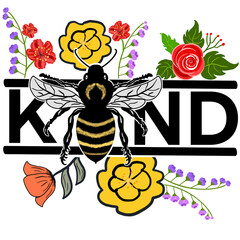Bee Kind Wild Flower Sublimation, Retro Sublimations, Designs Downloads, Vintage , Shirt Design, Flower, 