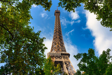 Eiffel Tower in summer season, Paris. France - obrazy, fototapety, plakaty