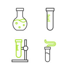 Set line Test tube, flask on stand, and icon. Vector