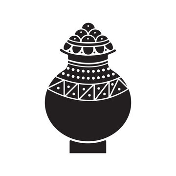 Buddhist worship bumpa vase icon | Black Vector illustration |