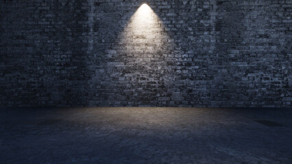 Empty display stage for product presentation with black wall background