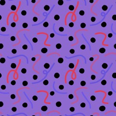 Polka dots and stripes ribbons seamless abstract markers pattern for wrapping paper and kids clothes print