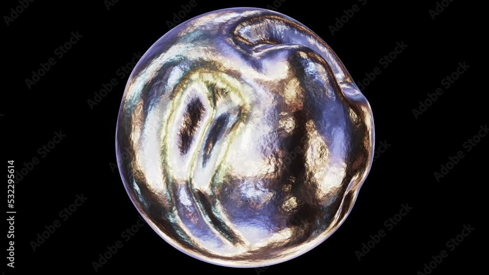Aufkleber realistic looping 3d animation of the beautiful abstract morphing textured liquid silver metal spher