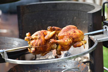 Baked chicken on a grill
