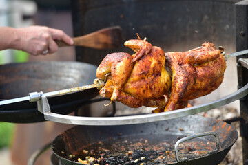 Baked chicken on a grill