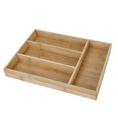 cutlery tray made of bamboo, isolated without background