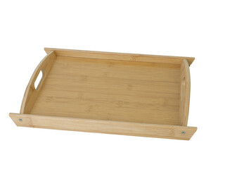 breakfast tray made of bamboo isolated without background