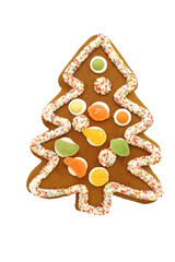 Gingerbread christmas tree  isolated on transparency photo png file 