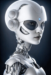 Serie Cyborg Frauenkopf - AI Digital Generiert
