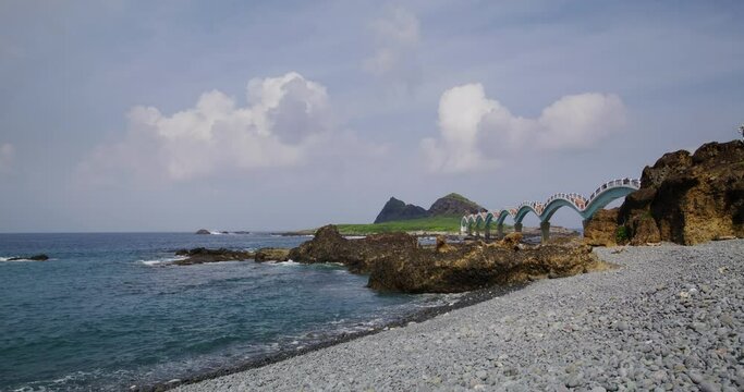 Taiwan Taitung Sanxiantai stonebridge cross the harbor