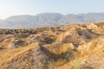 Panjakent, Sughd Province, Tajikistan. Ruins on the ancient city of Panjakent.